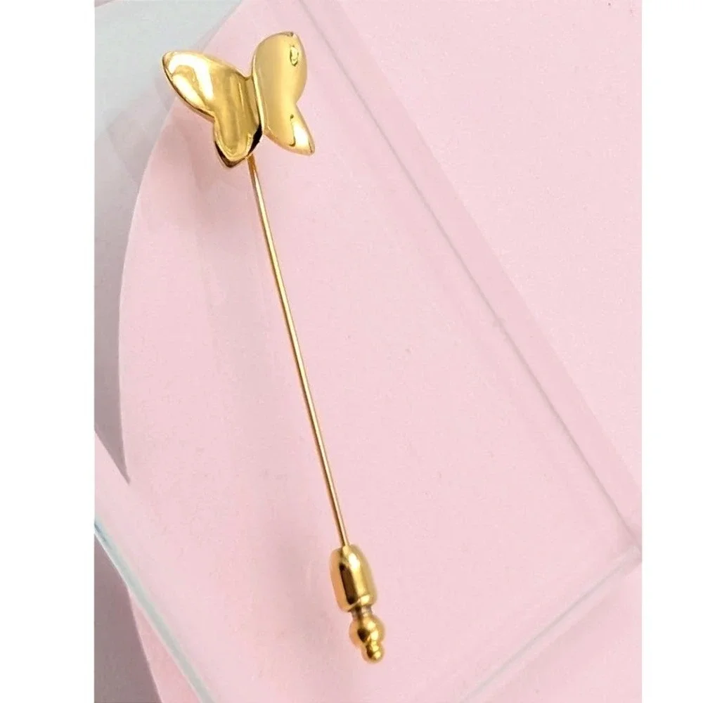 Vintage Crown Trifari Butterfly Stick Pin‎ Gold Tone Dainty Minimalist Spring